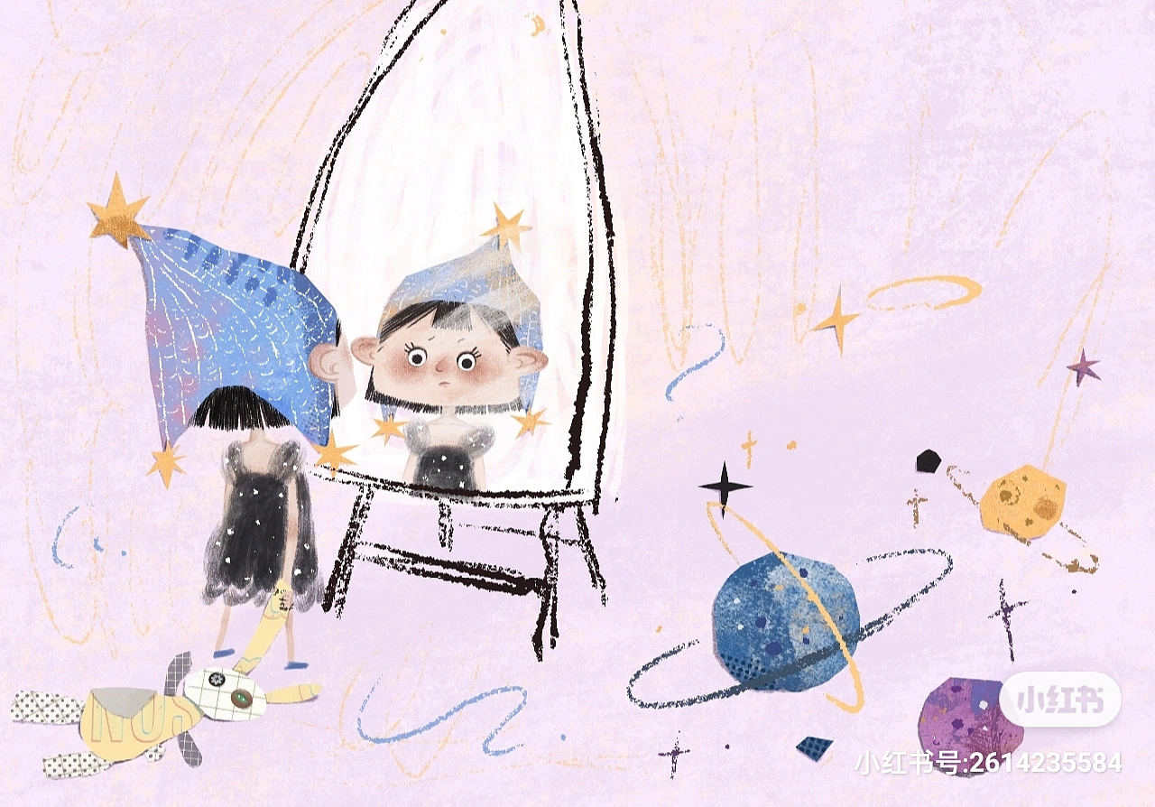 原创拼贴画/一个忧郁的女孩