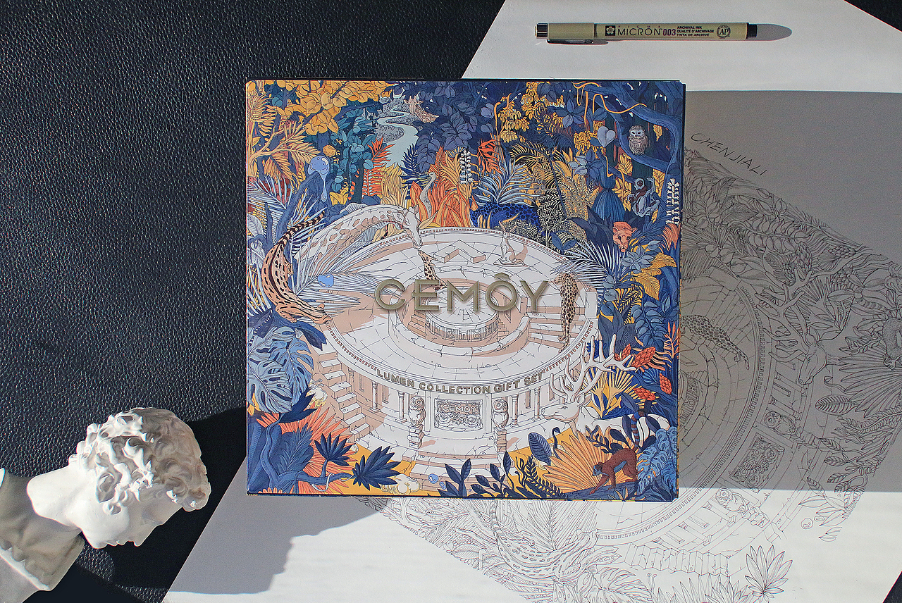 CEMOY澳诗茉白金流明系列《秘光礼盒》包装插画设计（图ZMjkzNjE2Njky） - 商业插画 - 站酷设计师陳佳丽原创素材 - 站酷ZCOOL