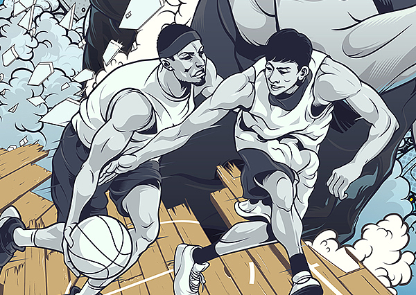 HOOPBATTLE2017海報插畫（圖ZMTA0ODY1ODky） - 商業(yè)插畫 - 站酷設(shè)計師章魚ZX原創(chuàng)素材 - 站酷ZCOOL
