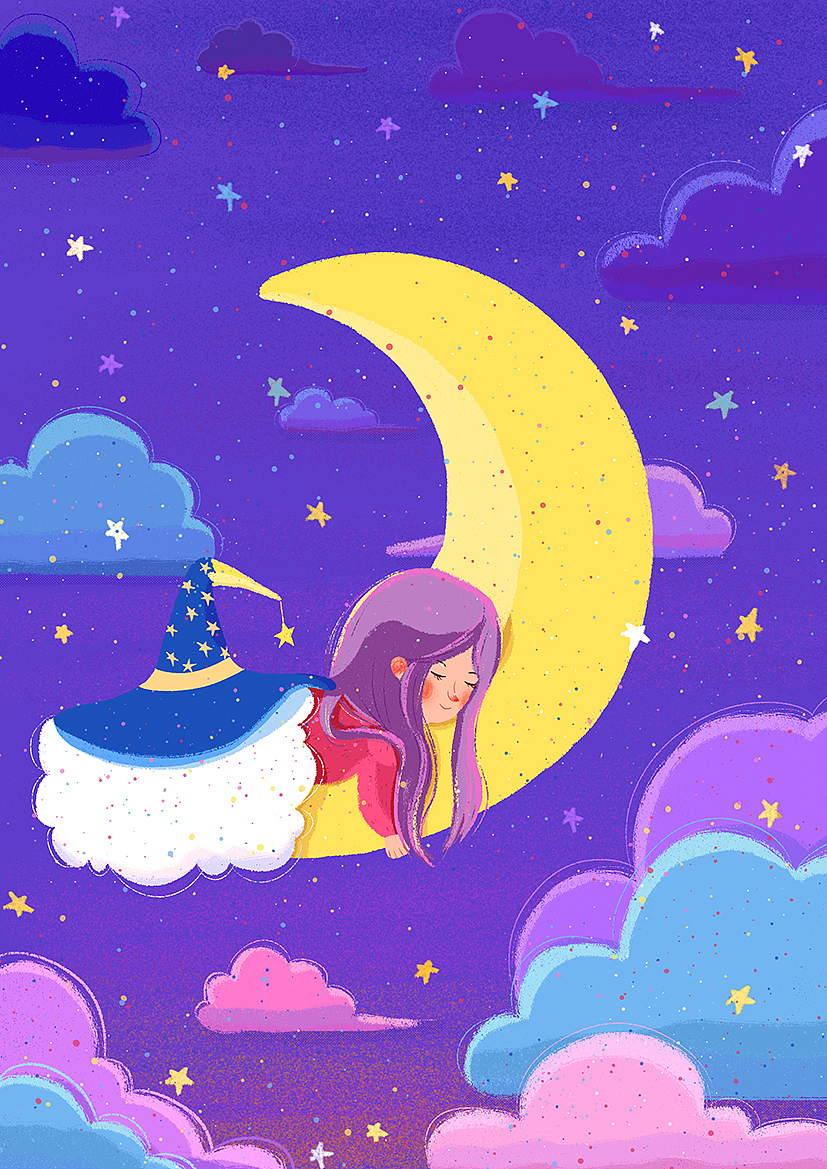 放星星的女巫（图ZMjY3NTMxMjIw） - 儿童插画 - 站酷设计师QING青qing原创素材 - 站酷ZCOOL