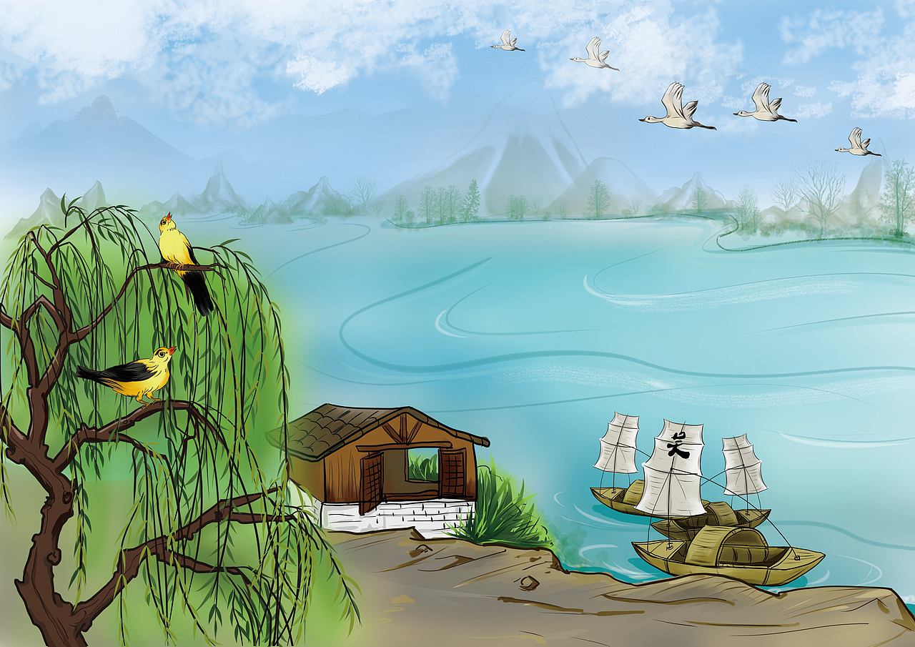 手绘儿童古诗插画|插画|儿童插画|海不会不蓝0907 - 原创作品 - 站酷