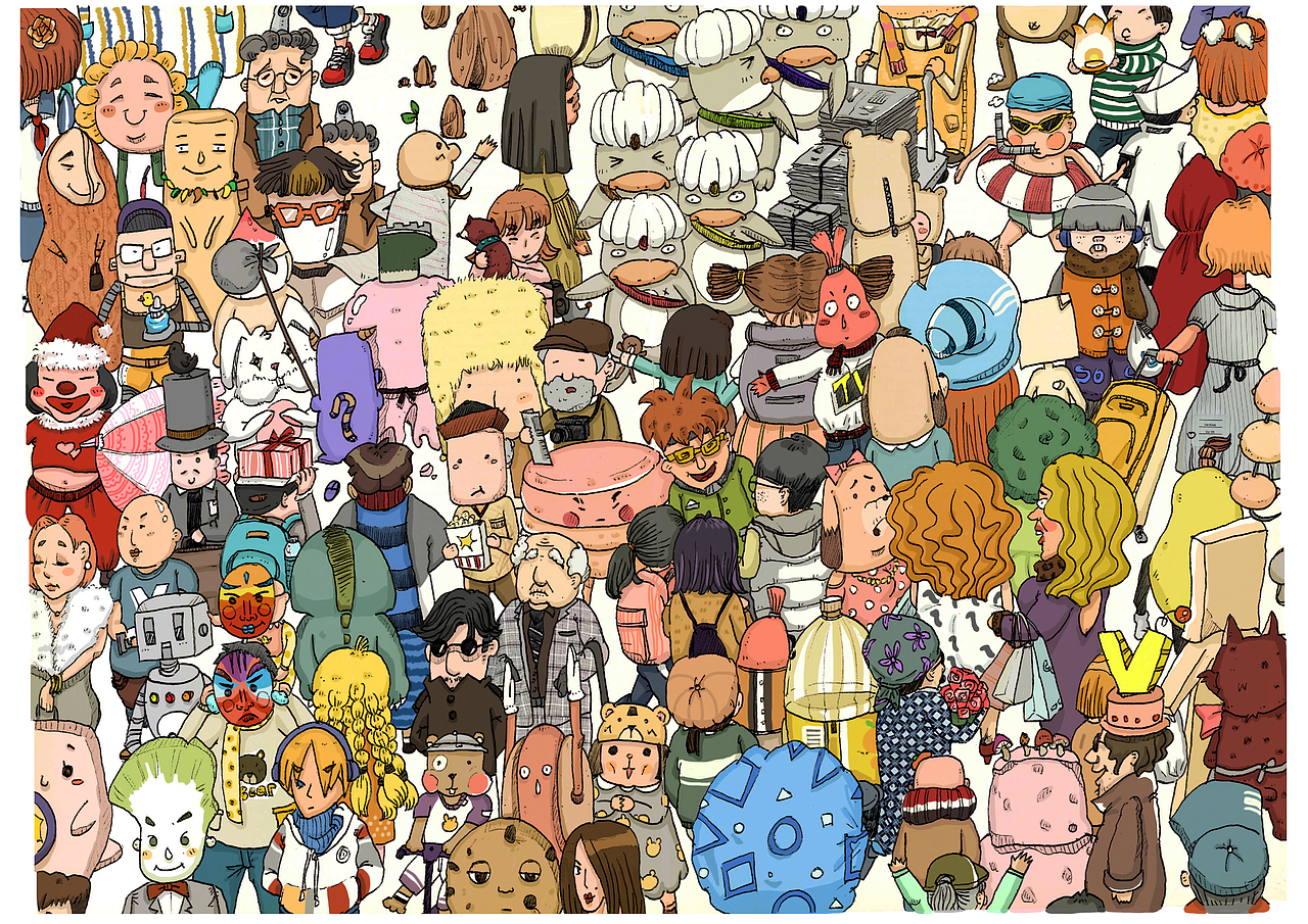 穿过人潮去看场电影吧