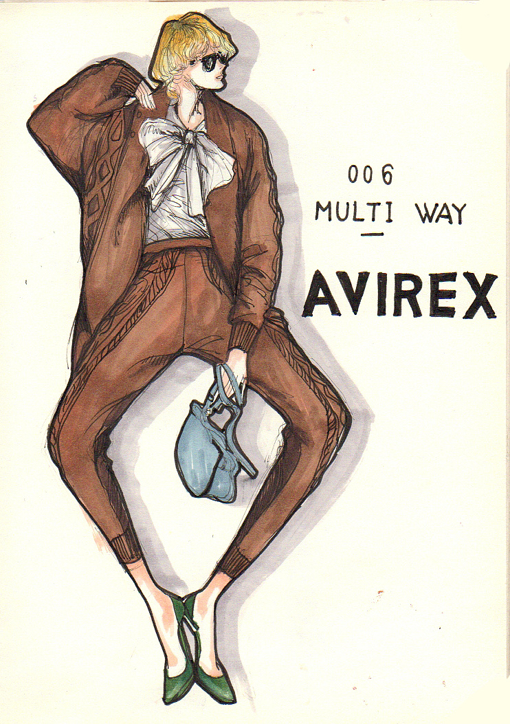 日本时尚杂志模特穿搭手绘