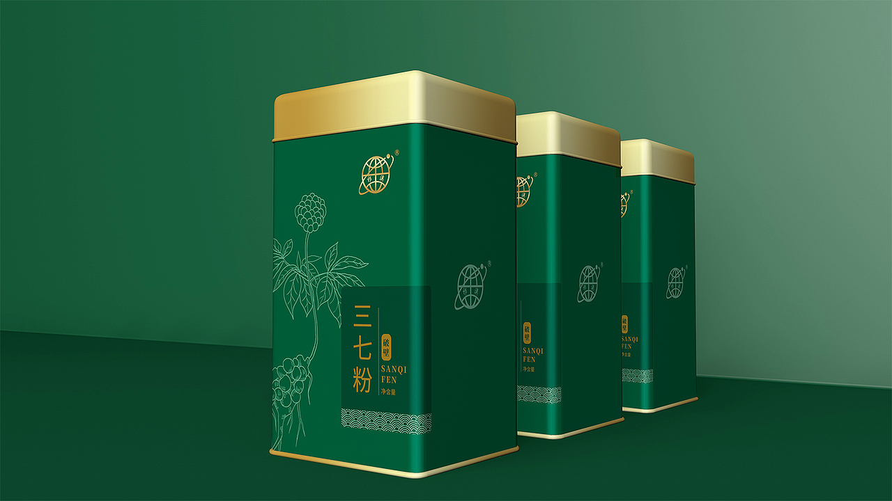 木槿花设计|养生中药粉标签设计