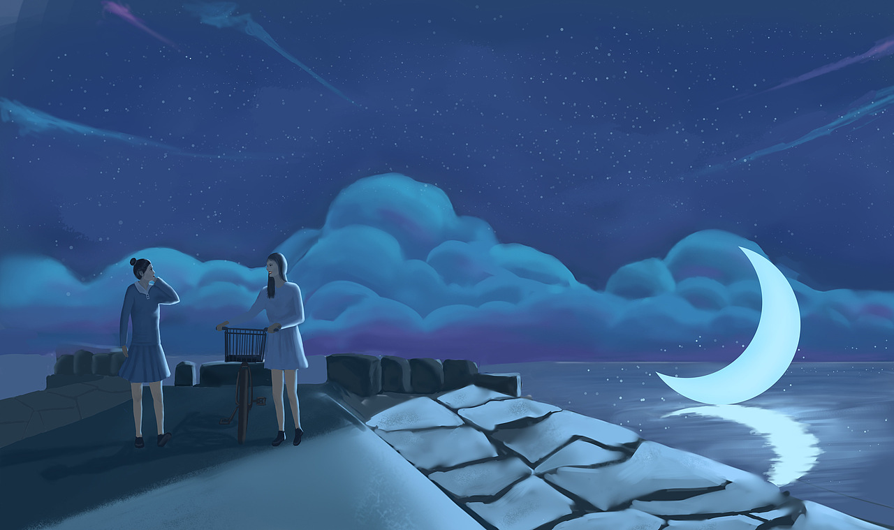 温柔的月光（图ZMjM2OTIxMjI4） - 商业插画 - 站酷设计师雨余原创素材 - 站酷ZCOOL