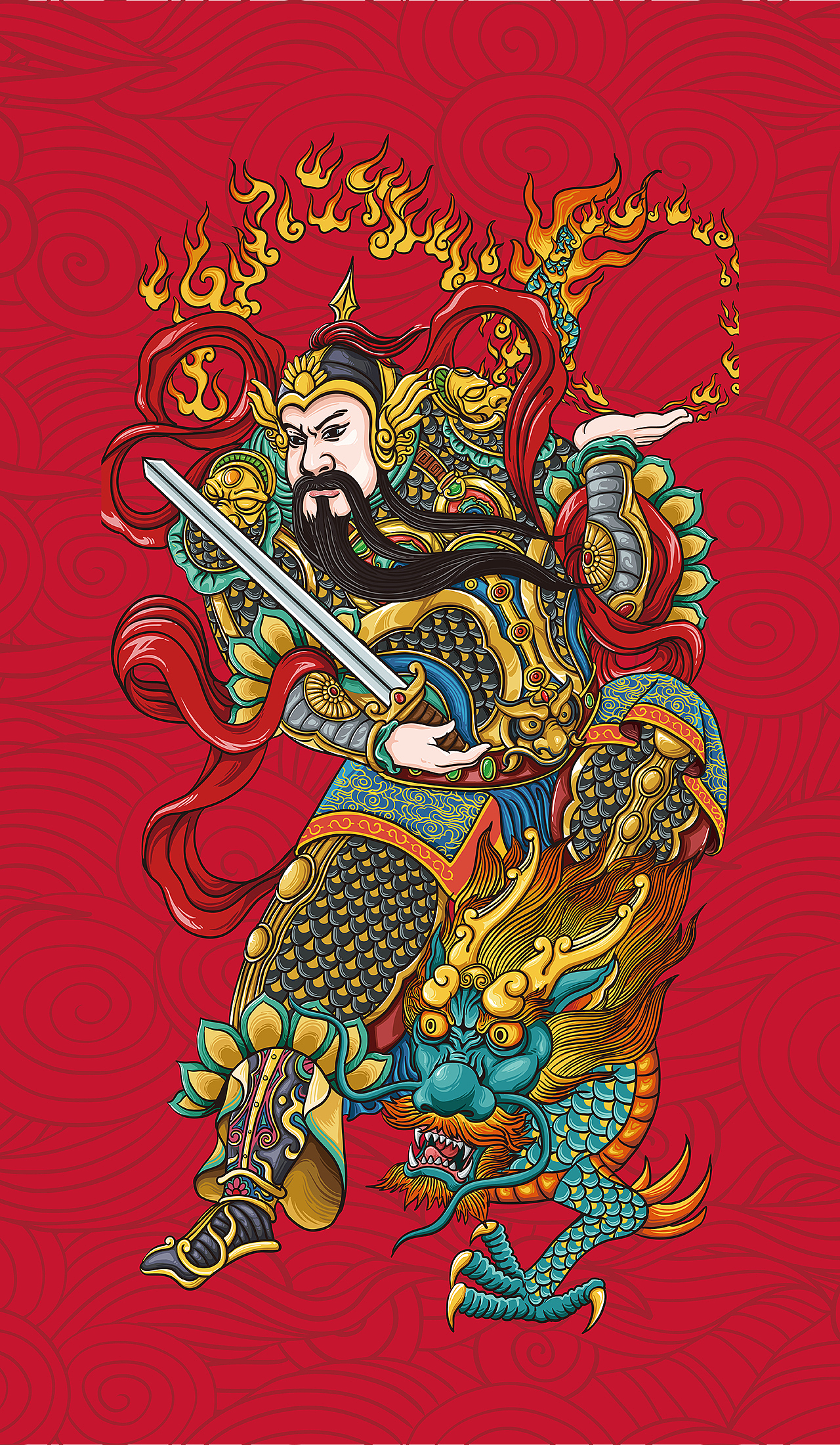 神荼郁垒—神将（图ZMTAwMjk5NDA4） - 商业插画 - 站酷设计师妙哉创意原创素材 - 站酷ZCOOL