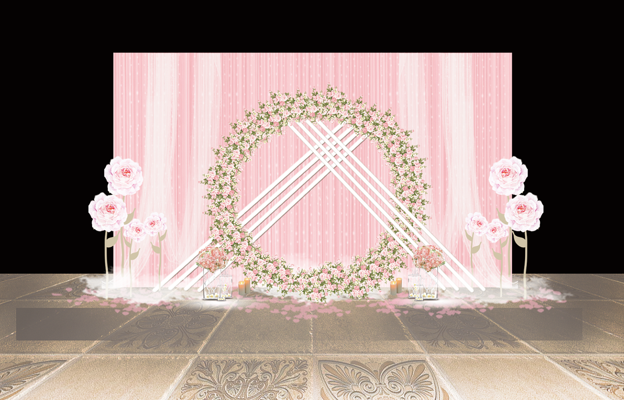 粉色花艺婚礼迎宾效果图（图ZMTI3MjQxNTg0） - 其他 - 站酷设计师WENROOU原创素材 - 站酷ZCOOL