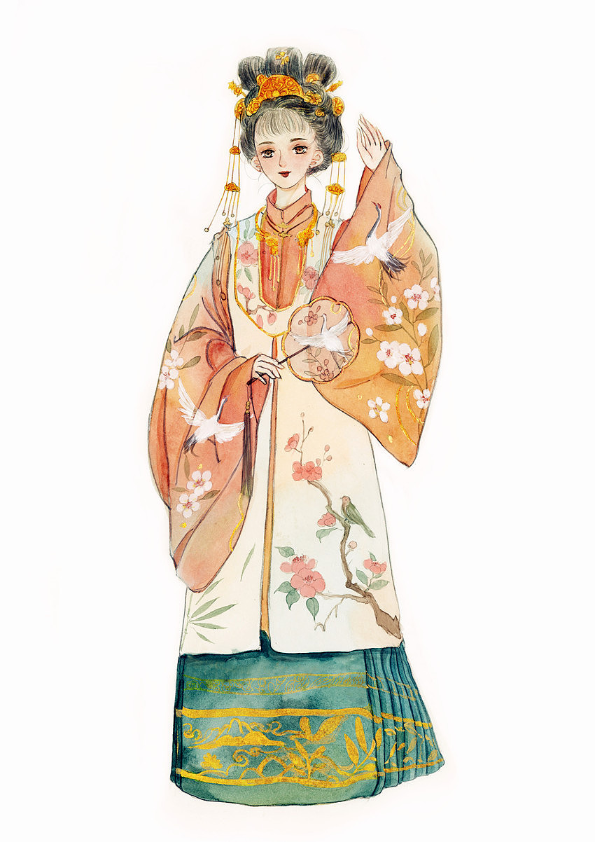 汉服使插画（图ZMjAwNjY0NjQ0） - 商业插画 - 站酷设计师瑶背背原创素材 - 站酷ZCOOL