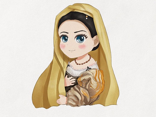 q版拉斐尔 披纱巾的少女