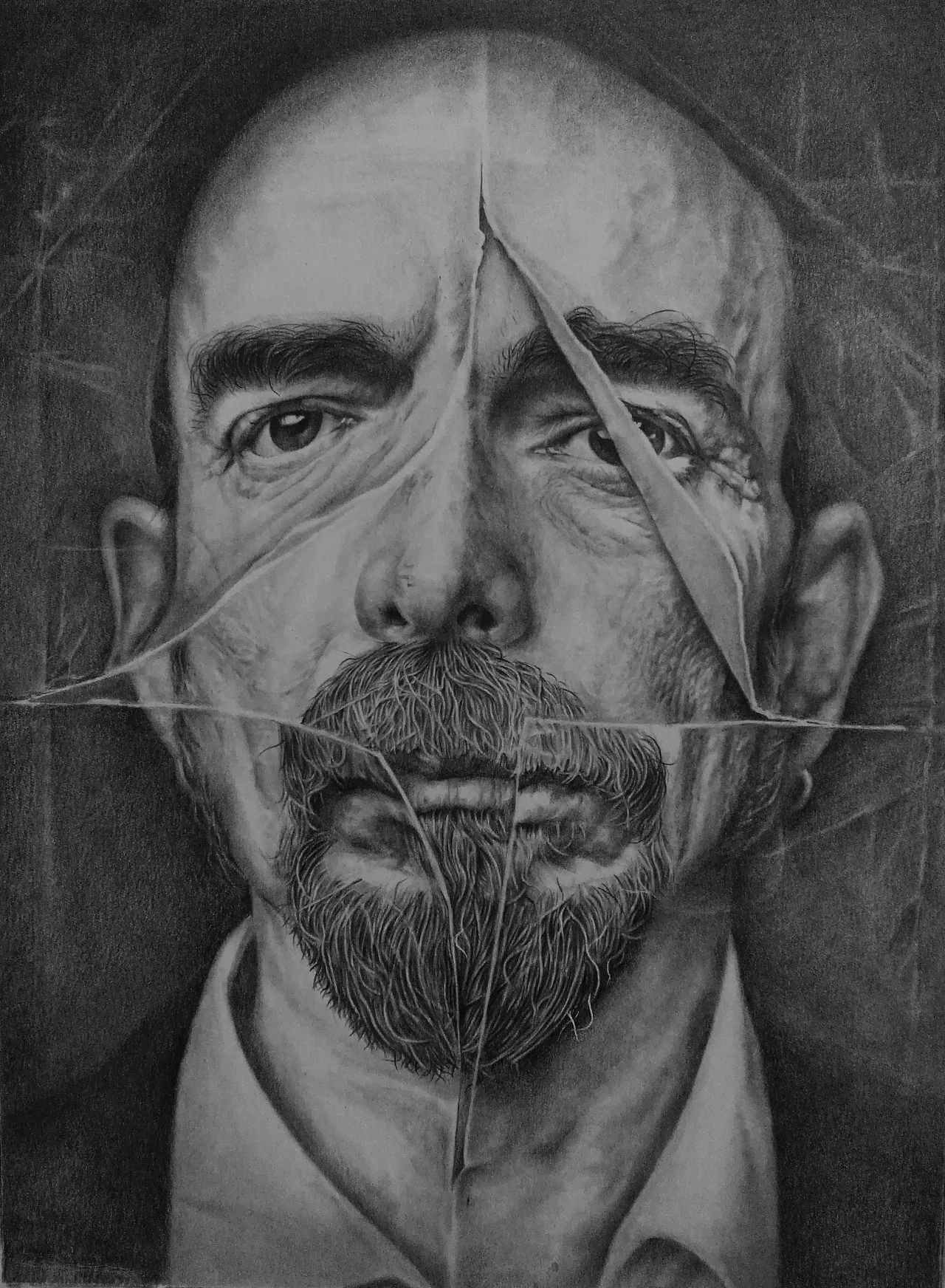 写实素描作品《撕》（图ZOTYyNjgwODQ=） - 绘画 - 站酷设计师浩轩手绘原创素材 - 站酷ZCOOL