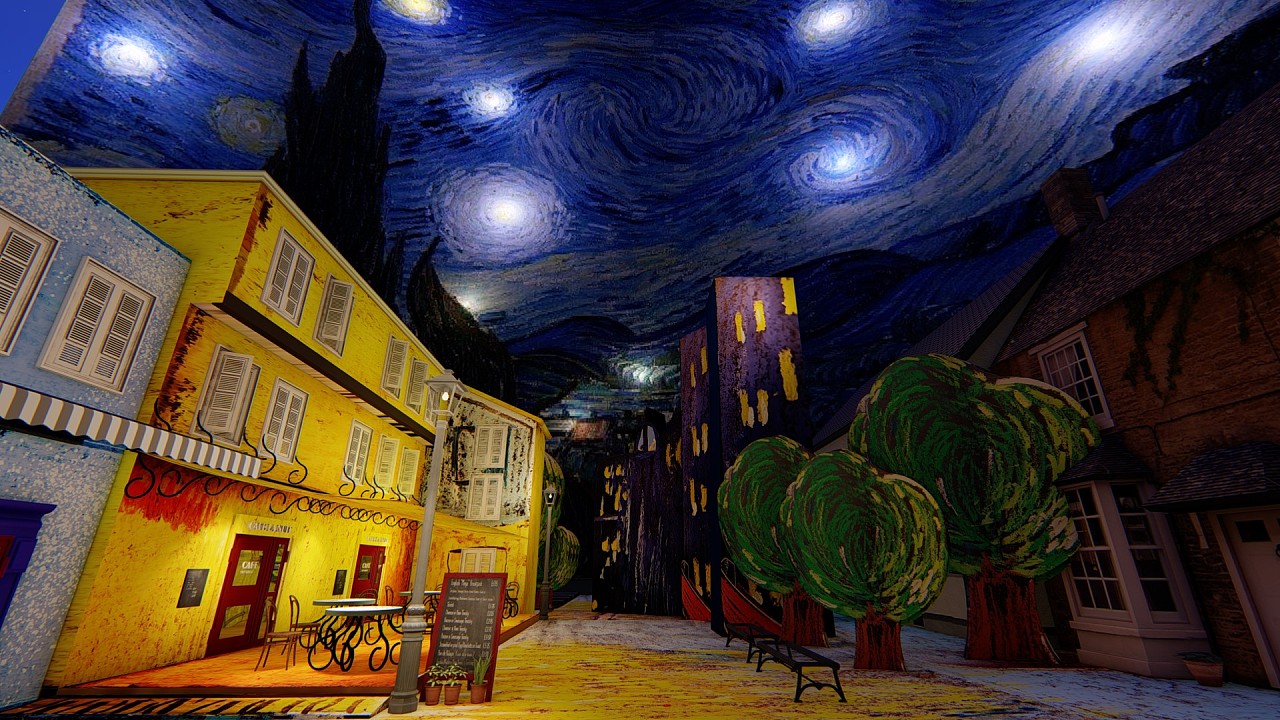 场景 夜间的露天咖啡馆