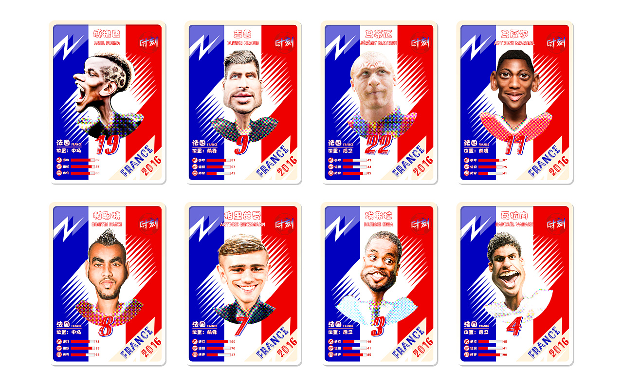 2016法国欧洲杯球星卡设计
