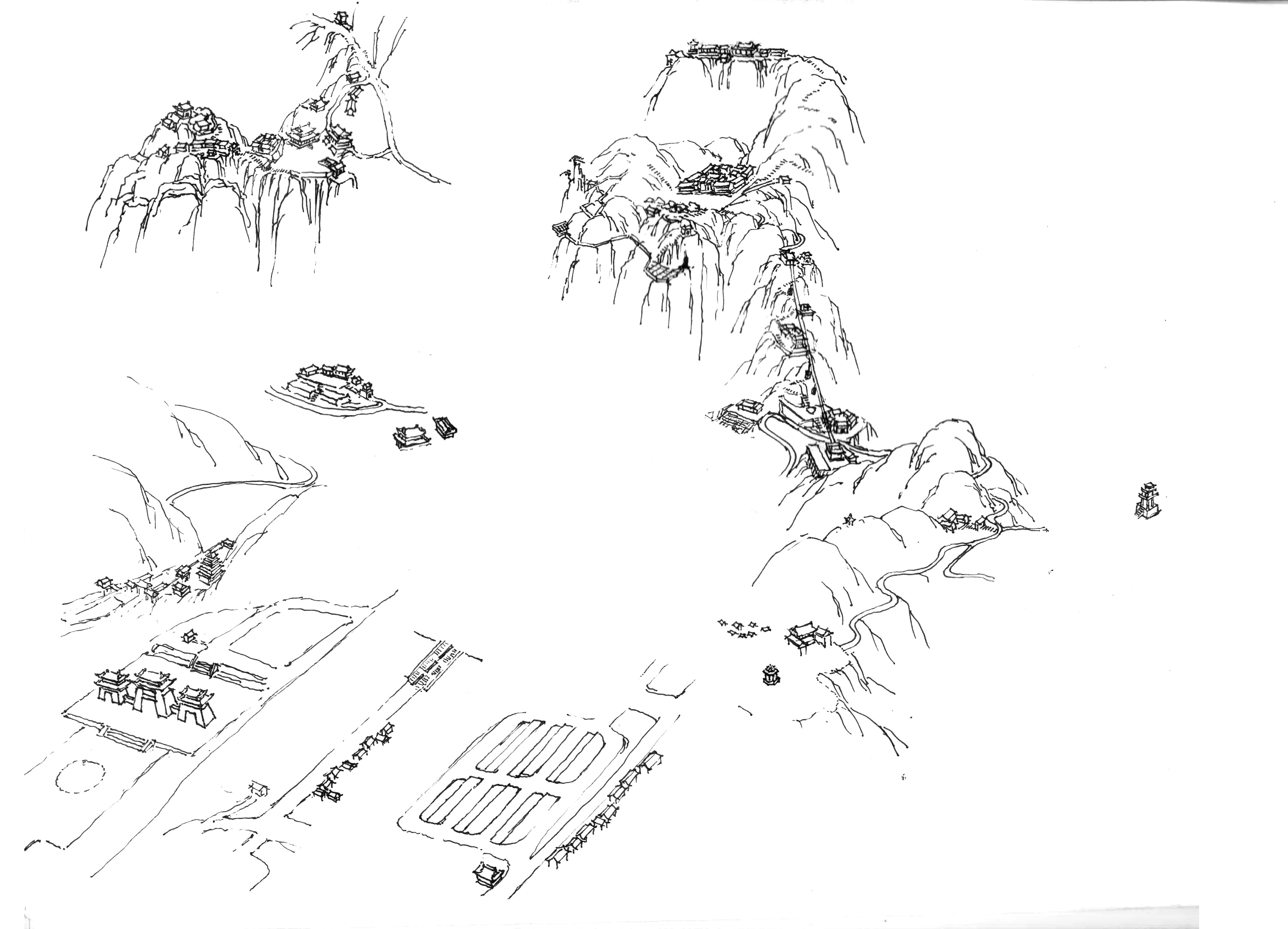 汉中天台山 手绘全景导览图|插画|创作习作|山思设计 - 原创作品