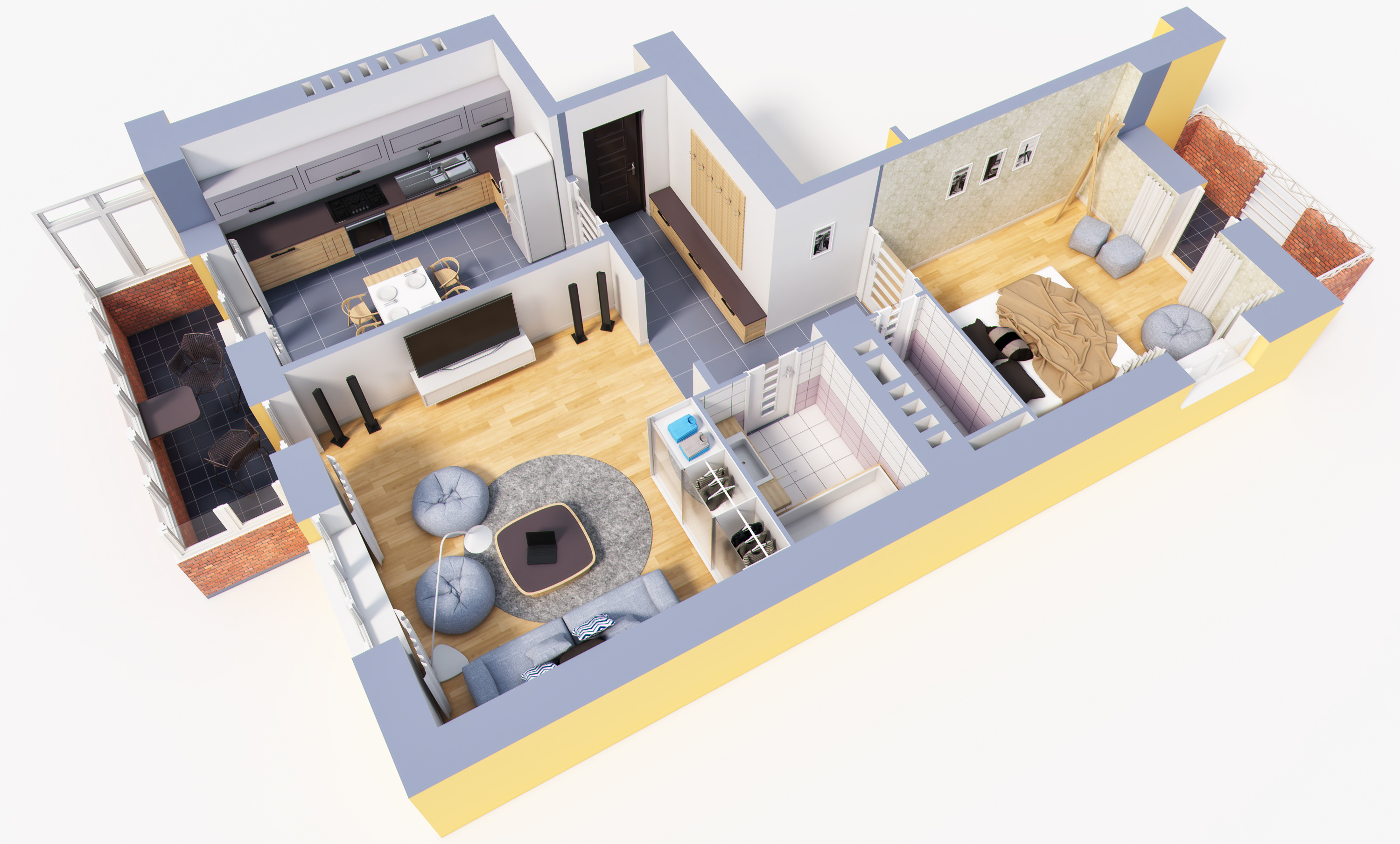 室内鸟瞰餐厅图|空间|家装设计|张美丽效果图 - 原创作品 - 站酷 (ZCOOL)