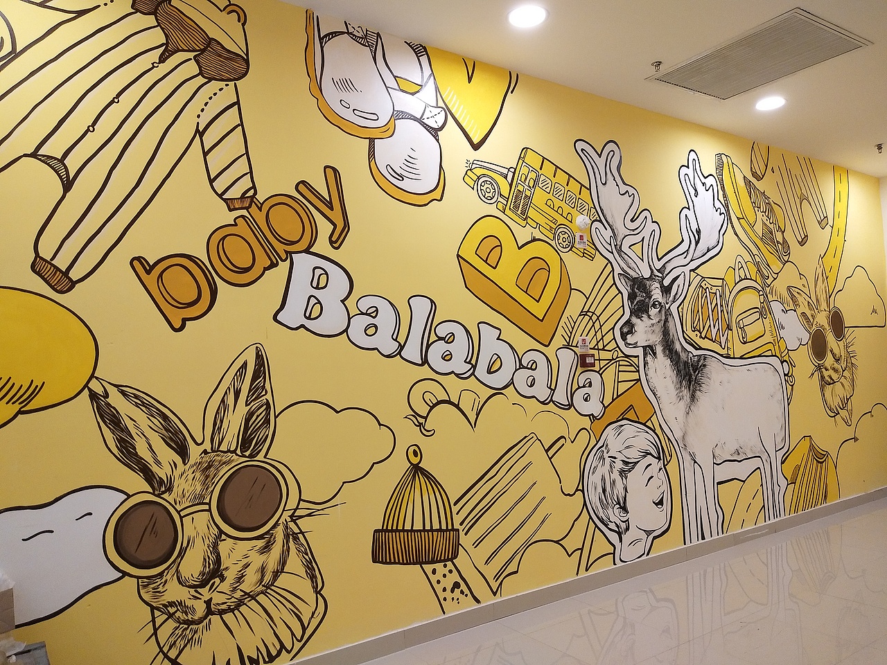 BALABALA墙体彩绘 童装店彩绘（图ZMTk4NTg0NDgw） - 新锐潮流插画 - 站酷设计师河北石家庄墙绘原创素材 - 站酷ZCOOL