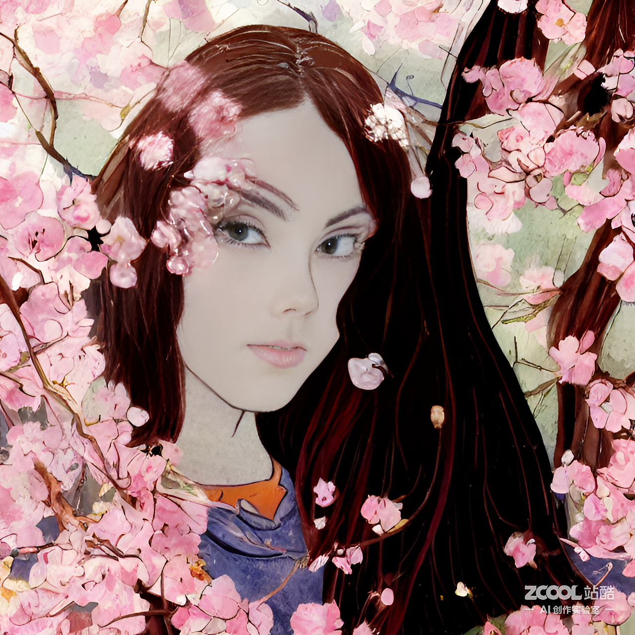 #AI创作实验室#少女，樱花树，动漫风（图ZMzIzNDY1MTE2） - AI作品 - 站酷设计师就叫阿菜吧原创素材 - 站酷ZCOOL