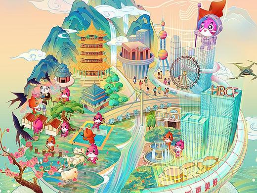 湖北消费金融｜国风海报插画