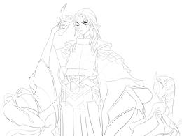 古风画素描