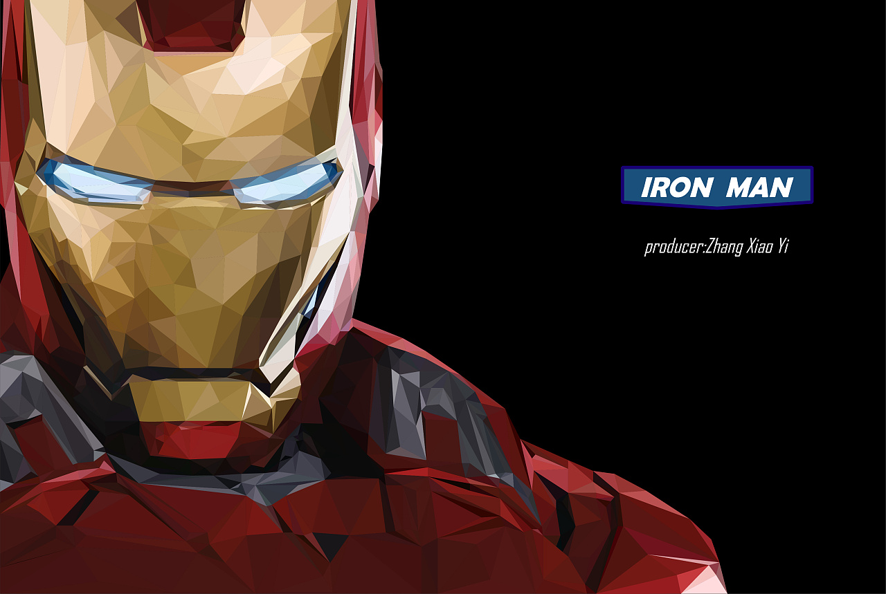 钢铁侠低多边形海报