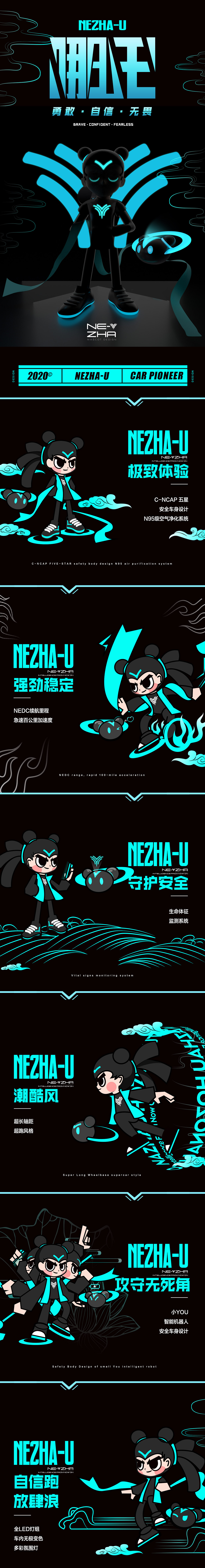 哪都U秀-自信跑放肆浪-哪吒汽车IP卡通形象吉祥物设计（图ZMjE3OTE2NzY4） - IP形象 - 站酷设计师卷云闪创原创素材 - 站酷ZCOOL