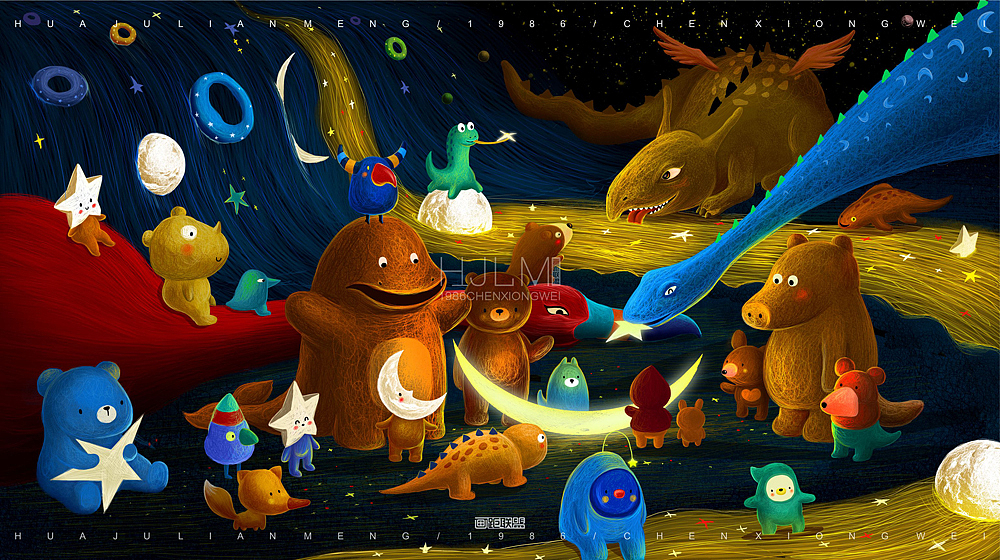 弯弯的月牙儿
散发着金黄色的光芒<br>吸引着各种萌宠<br>犹如一位释放母爱的月亮妈妈