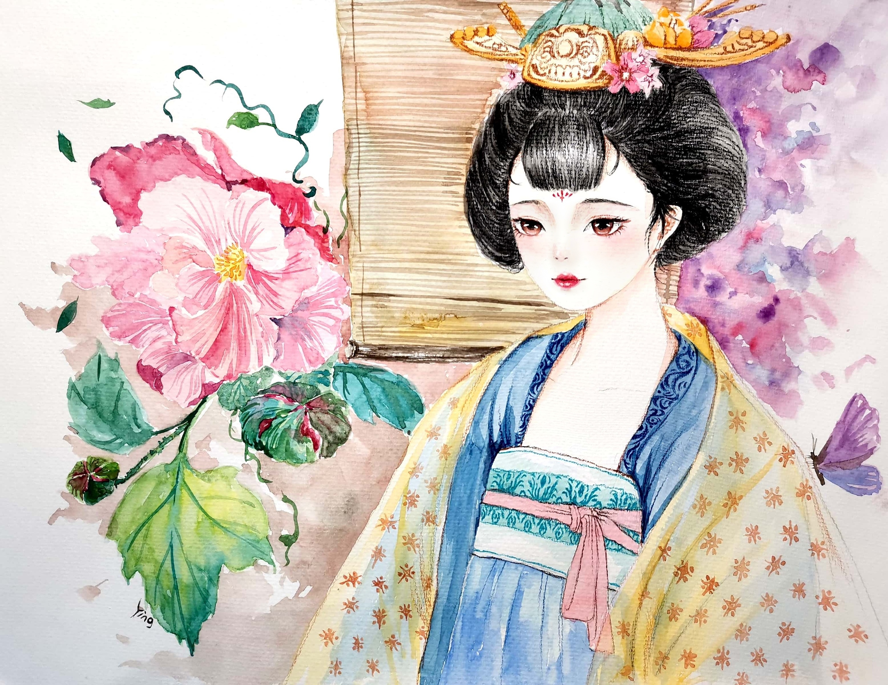 水彩古风人物|纯艺术|绘画|龙小嘤嘤嘤爱画画 - 原创作品 - 站酷