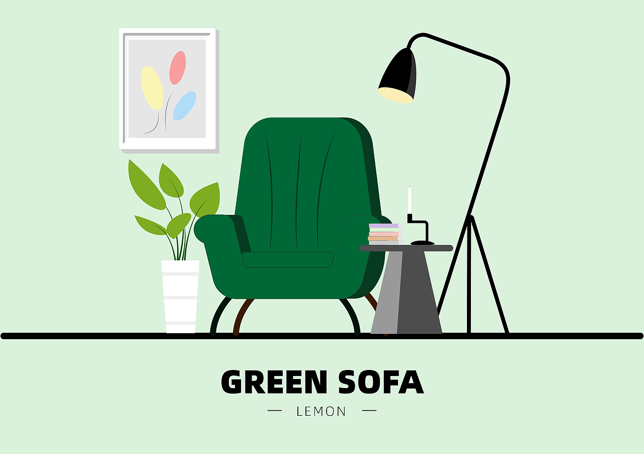 扁平平面小场景室内室外山坡办公桌小物件