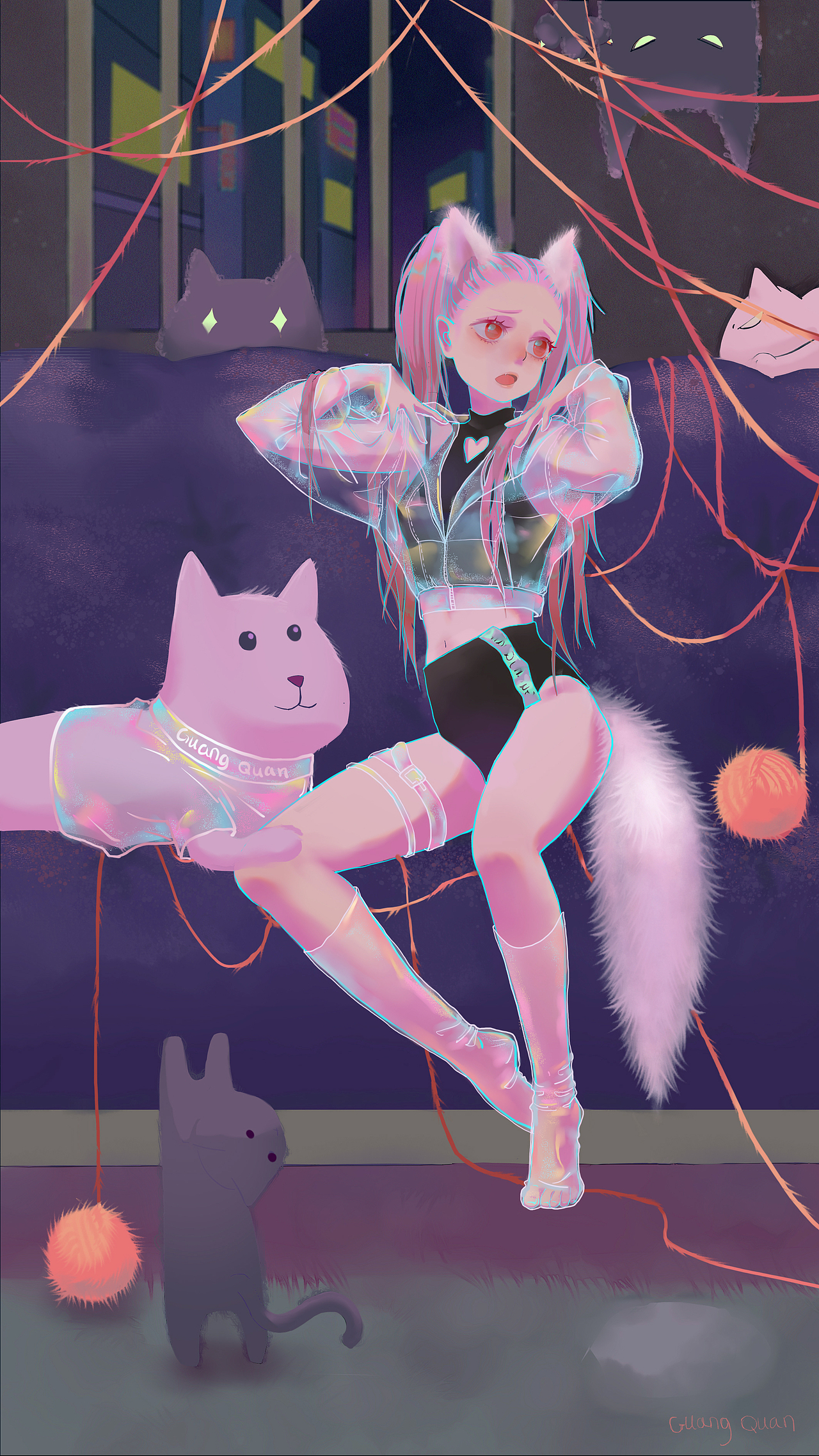 二次元插画现代和古风