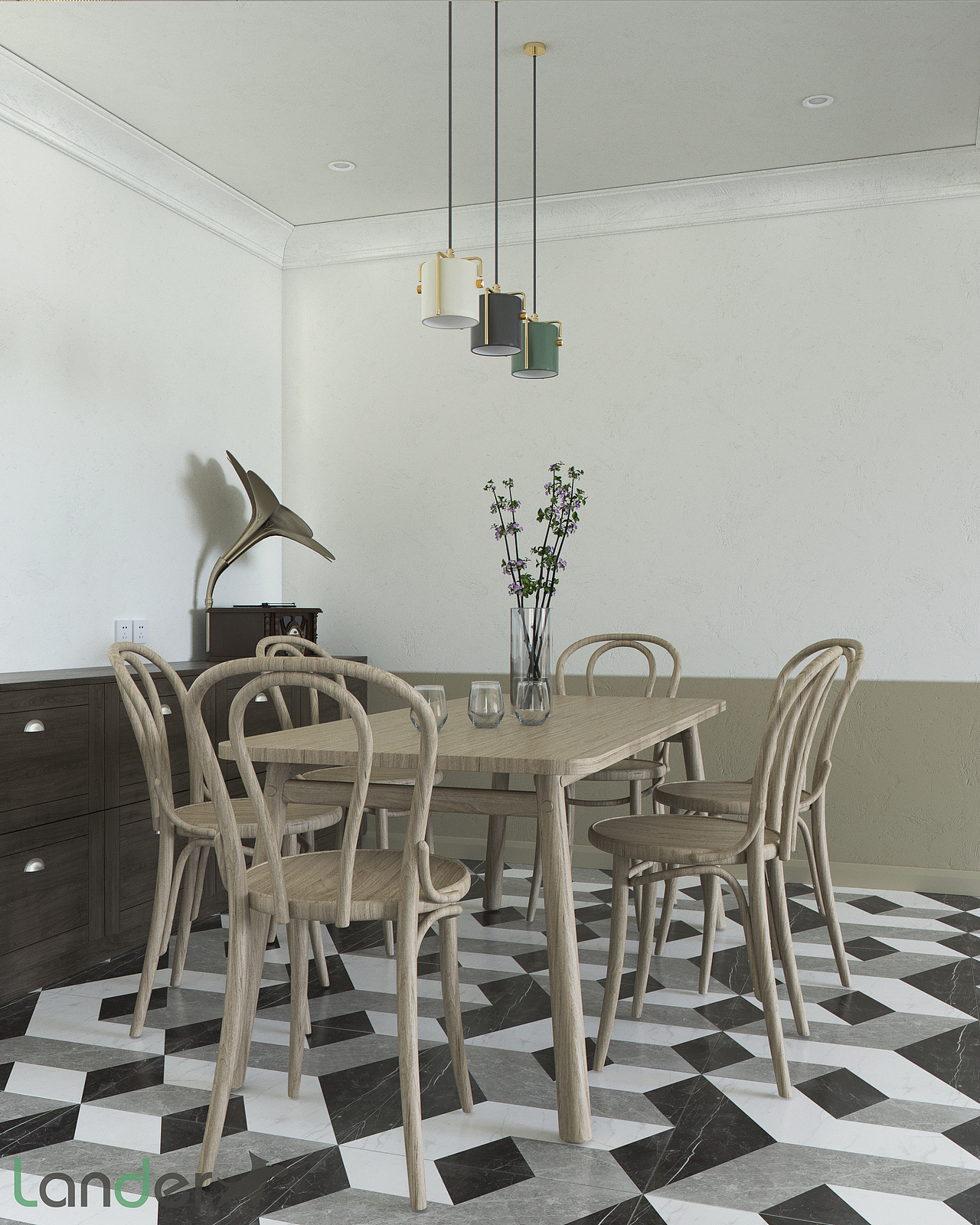 小复古风客餐厅（图ZMTcxODA3OTk2） - 家装设计 - 站酷设计师lander_design原创素材 - 站酷ZCOOL