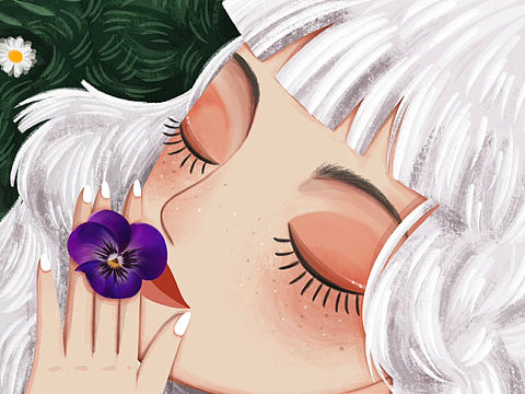 《谢谢你的花》治愈系插画