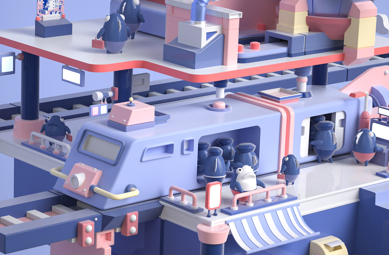 c4d练习作品-鱼堡