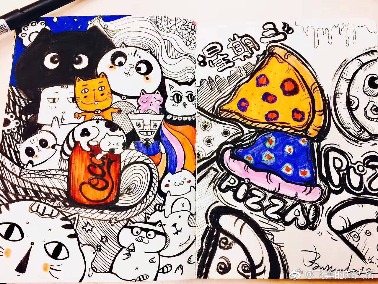 熊猫party&猫咪披萨（图ZOTkyMDgwMzY=） - 新锐潮流插画 - 站酷设计师BURUNDANGA_原创素材 - 站酷ZCOOL