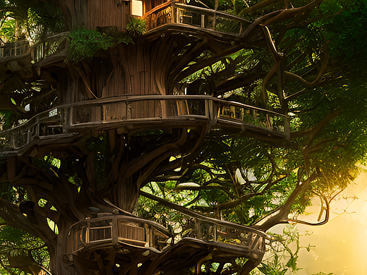 被植物围绕的树屋（个人主页-ZNjQ2NDgyMTI=） - AI作品 - 站酷设计师dadida原创素材 - 站酷ZCOOL