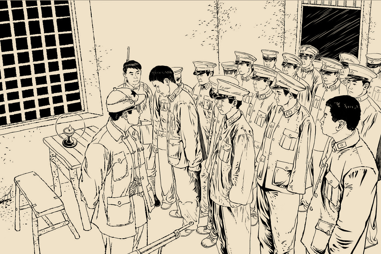 抗战连环画写实漫画线稿场景速写人物速写线描