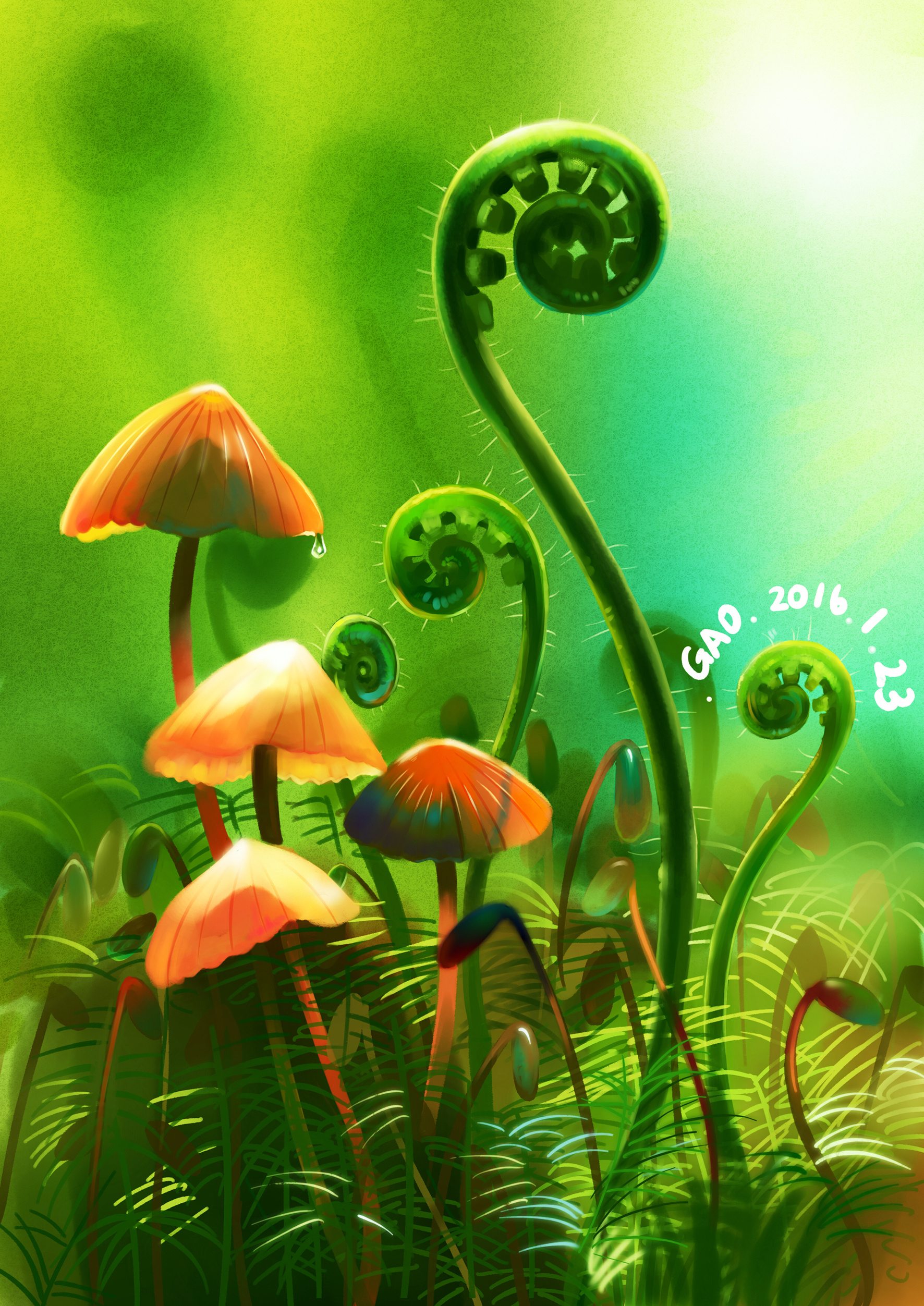 色彩练习~抠蘑菇~|插画|创作习作|圆脸小王子 - 原创作品 - 站酷