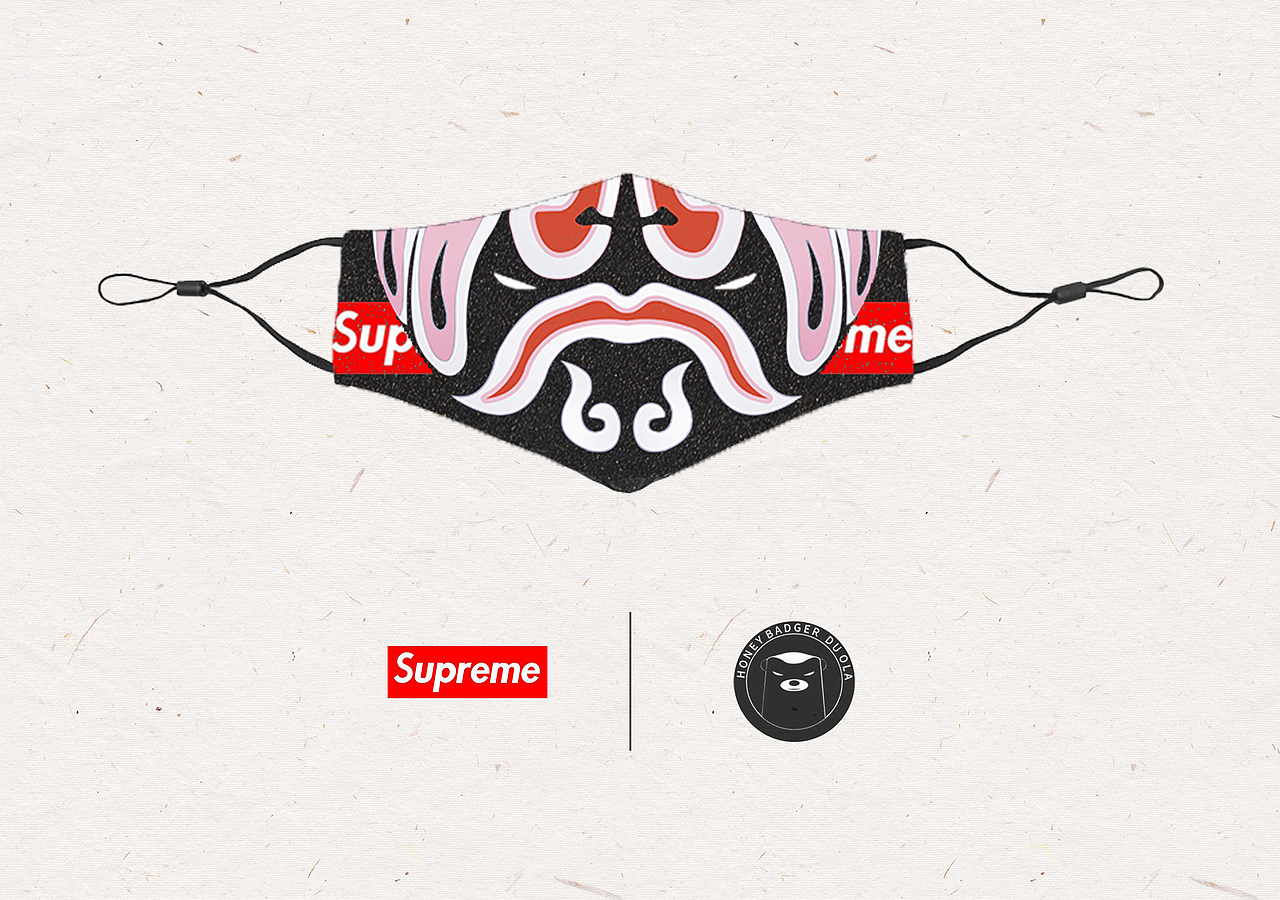 国潮风口罩设计【supreme×蜜獾朵拉】联名