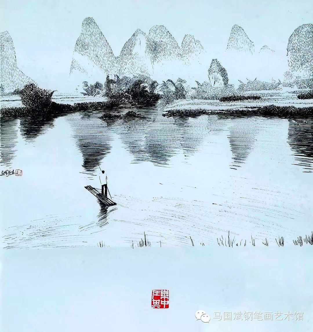 钢笔画:桂林山水系列!