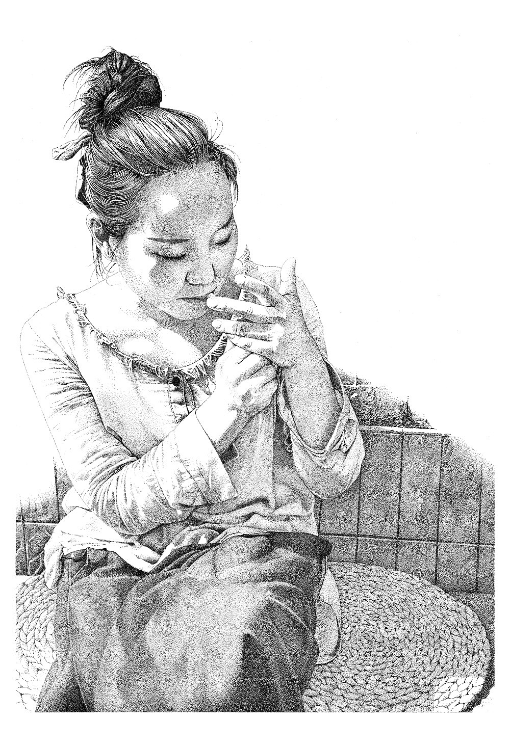 楚歌钢笔画-美伢（点画）46.4*31.6cm（图ZODQ4MzE1OTI=） - 绘画 - 站酷设计师楚歌76原创素材 - 站酷ZCOOL