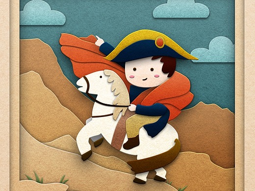 剪纸风-q版名画拿破仑