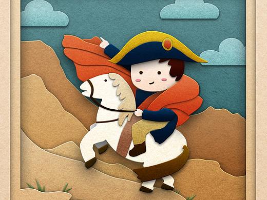 剪纸风-Q版名画拿破仑