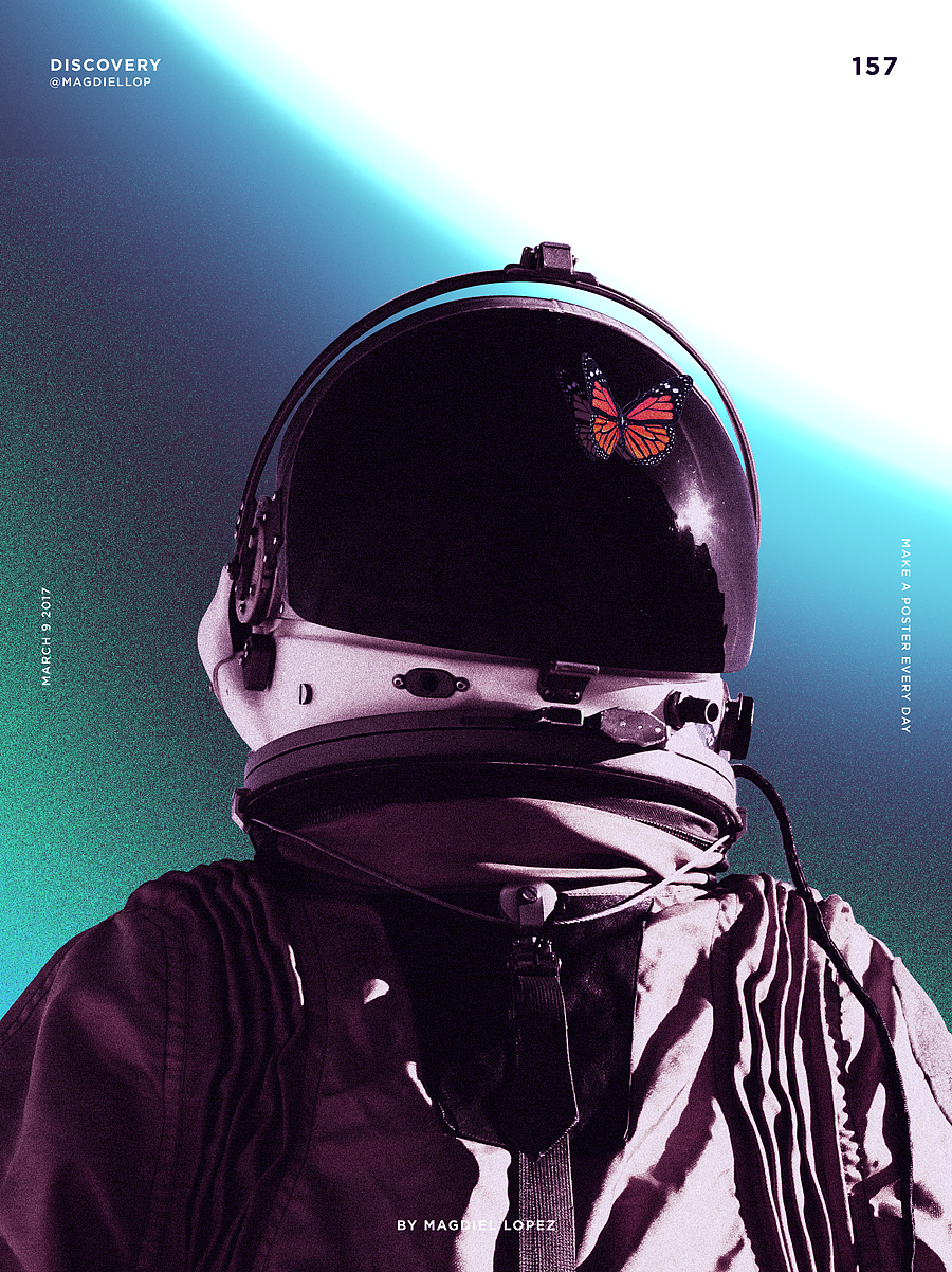 虚实结合宇航员海报