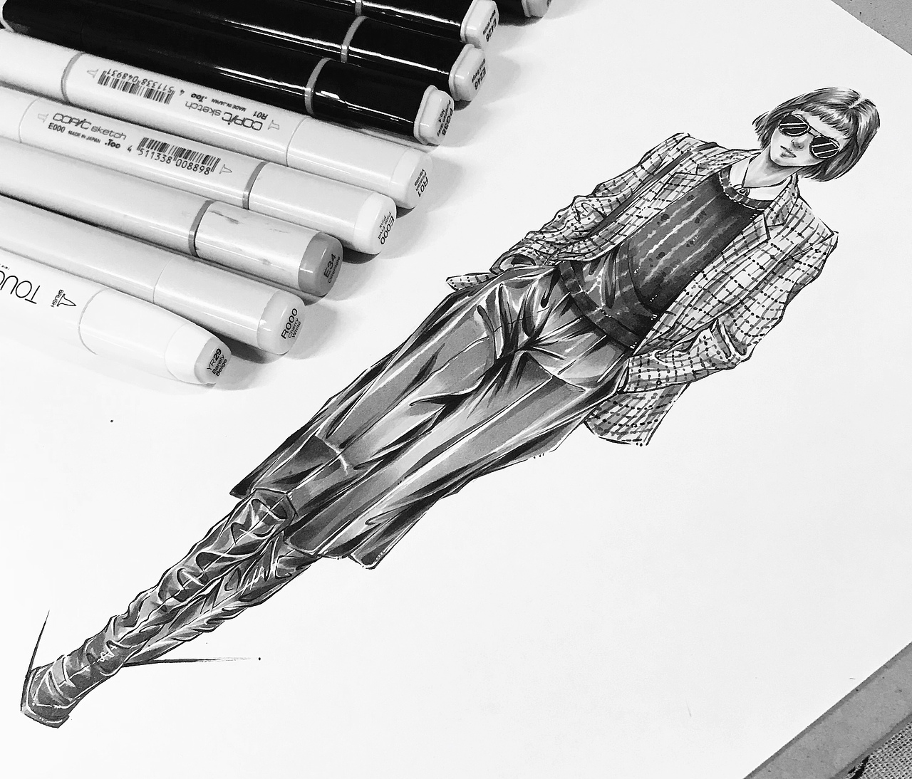 马克笔服装效果图（图ZMTc2MDAwMDA0） - 艺术插画 - 站酷设计师Tristaland原创素材 - 站酷ZCOOL