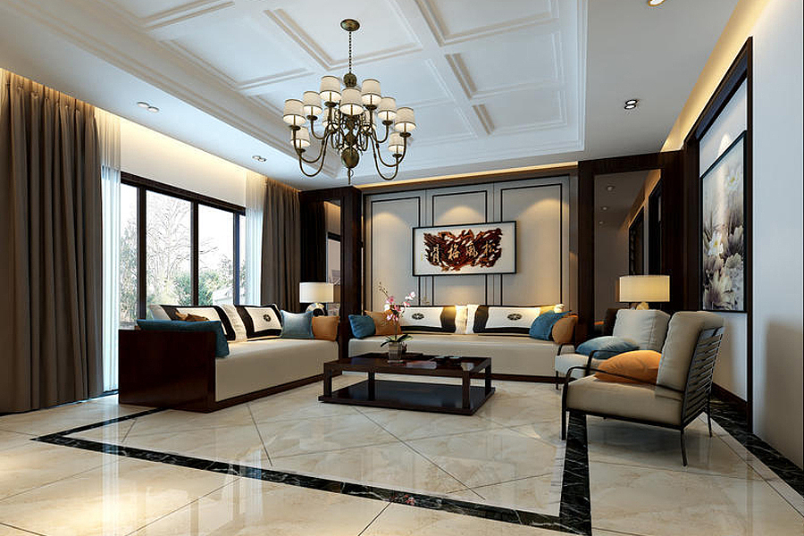 金手指装饰_保利公园别墅400m²新中式风格装修案例!
