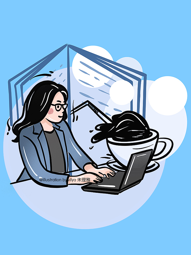 对着电脑办公的职业女性形象（图ZMTk3NzkxNTk2） - 商业插画 - 站酷设计师未理雅原创素材 - 站酷ZCOOL