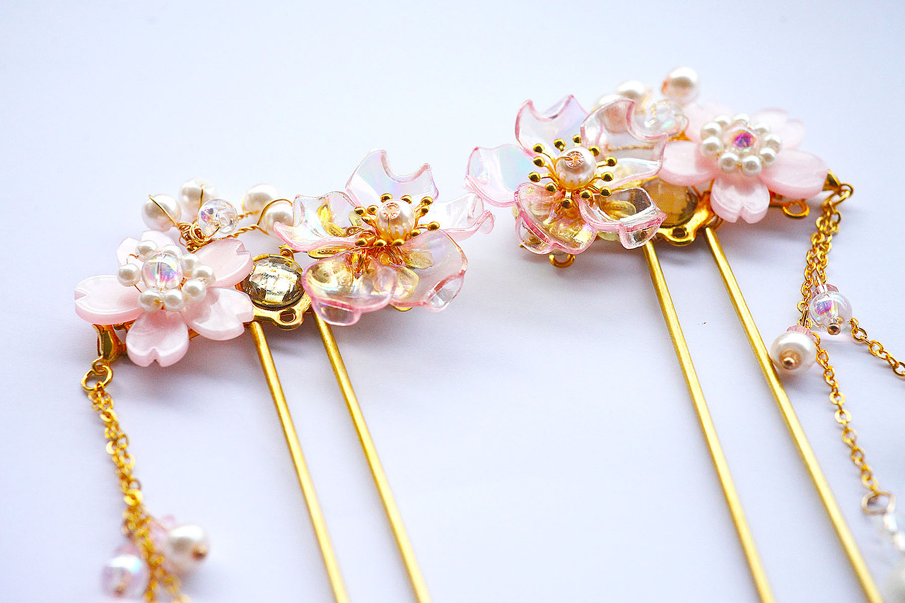 最近做的一对簪 (桃璃樱)