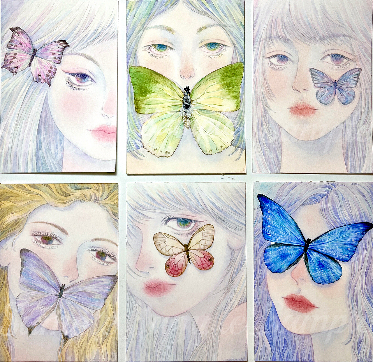 水彩蝴蝶少女合集