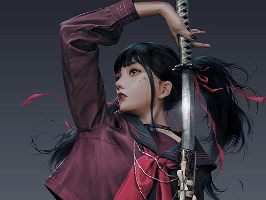 武士刀小姐姐练习（个人主页-ZNTQ4OTc5NjQ=） - 游戏原画 - 站酷设计师闻西不想写论文原创素材 - 站酷ZCOOL