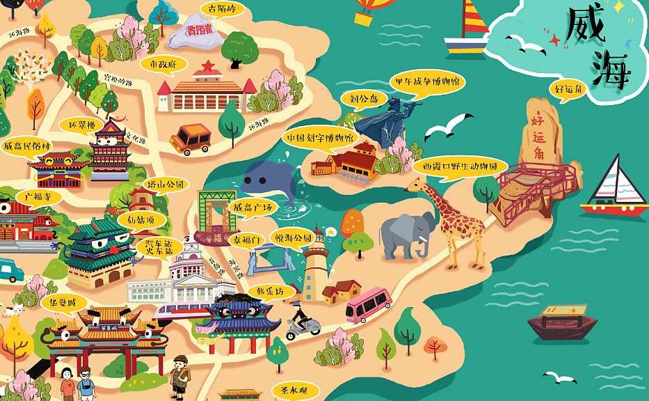 威海手绘地图