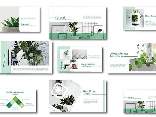 唯美清新植物杂志画册Keynote模板
