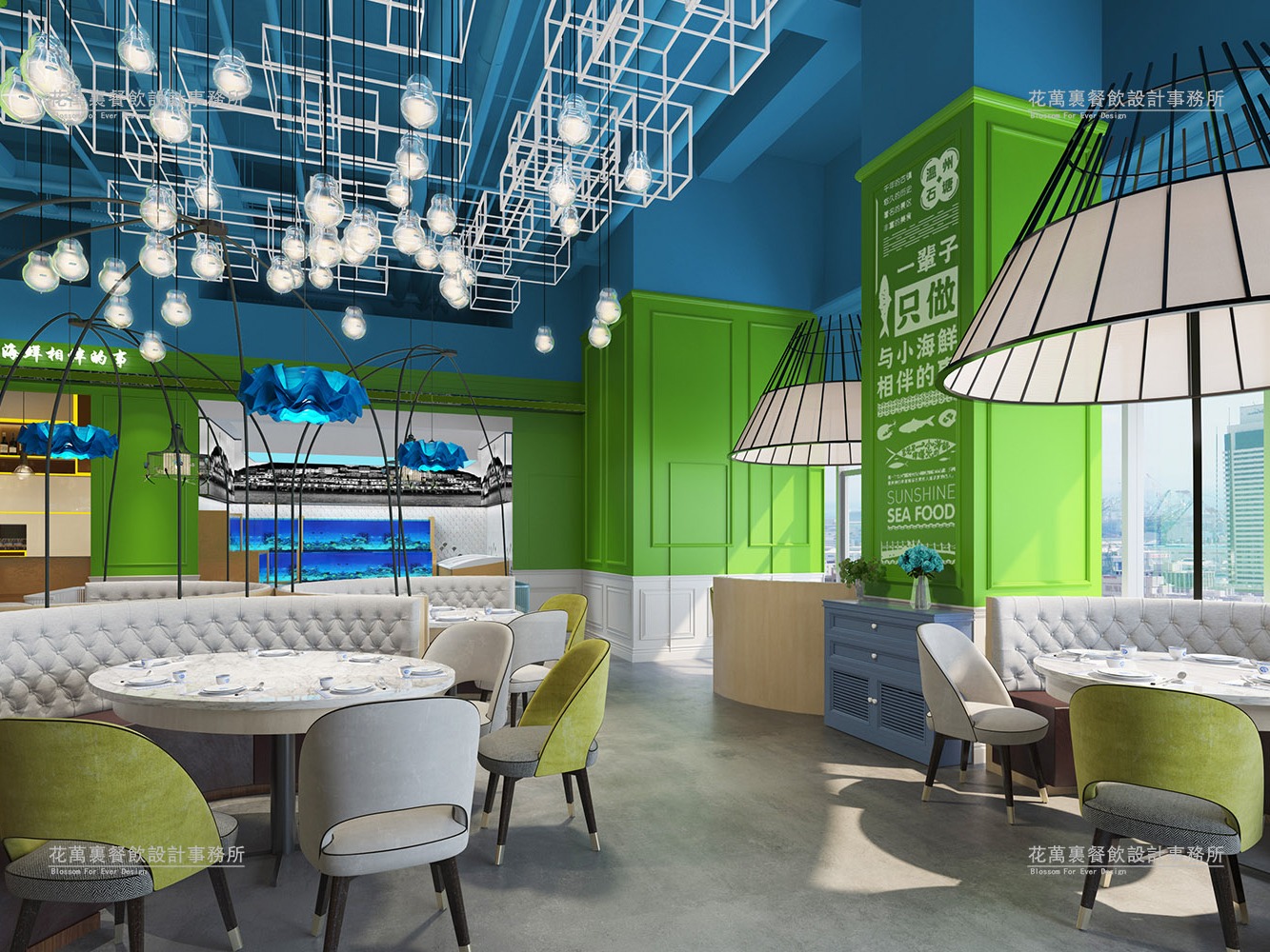 深圳领鲜海鲜餐厅设计案例-建E网设计案例